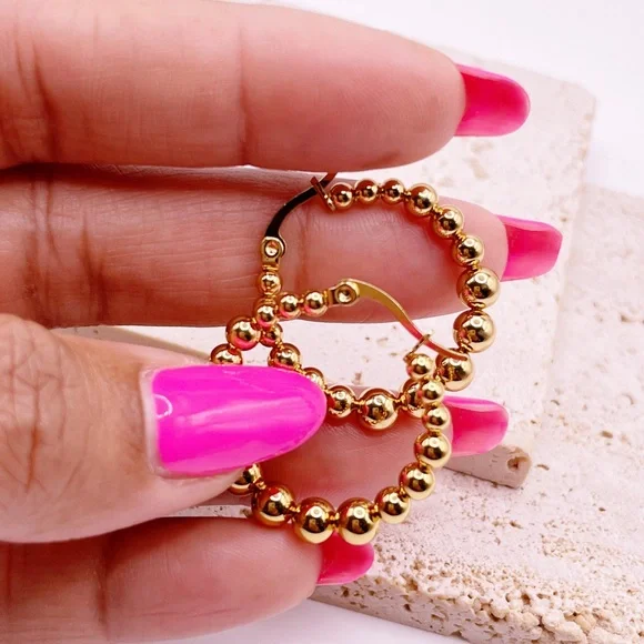 Stainless Steel Gold Hoop Earrings - Picture 4 of 4